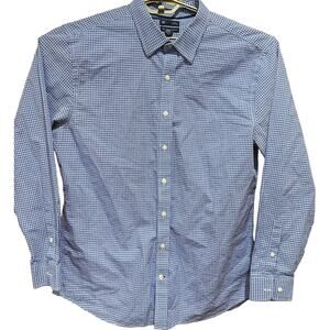 Gap Button Up Shirt Men XXL Blue White Plaid Cotton Checkered Slim Fit Preppy